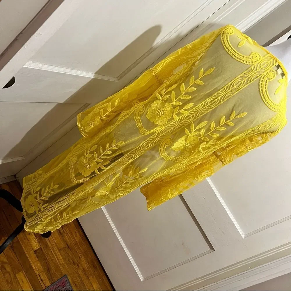 Bright Yellow Lace Swim Cover Up by L Love Women’s Large New Without Tags